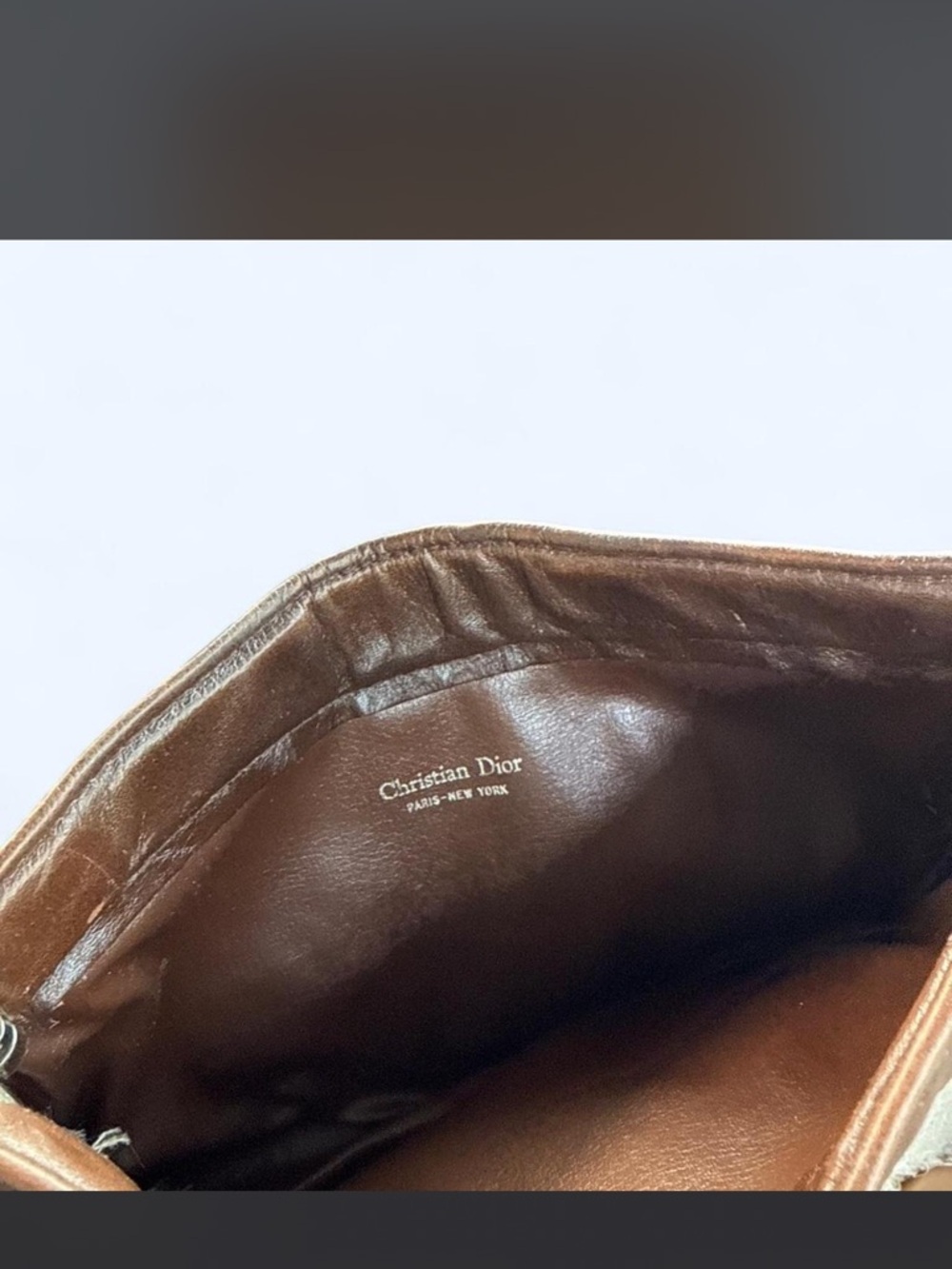 Dior Brown Leather Handbag Interior with Logo - Picture 4 of 4